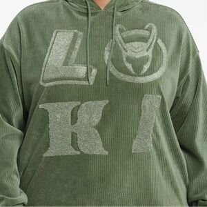 NWT Her Universe Marvel Loki Ribbed Velvet Hoodie Green 2X